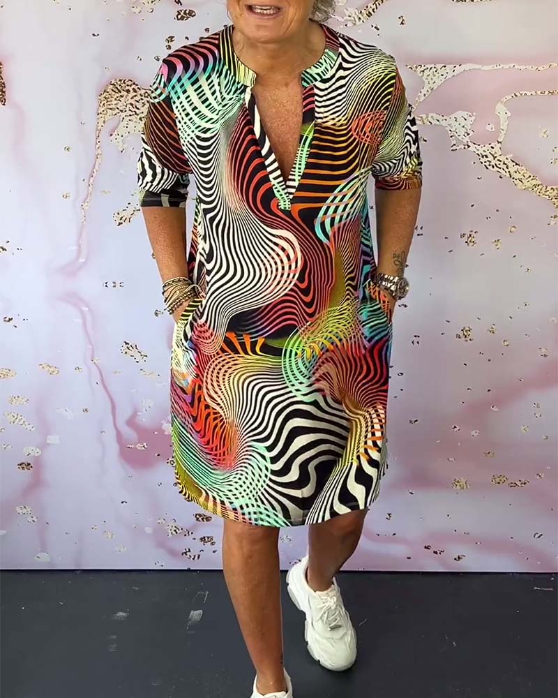 Ria - Colorfull V-Neck Dress